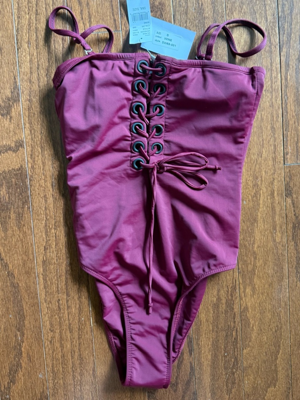 Lioness wine Lace-Up Bridgette Bardot One-Piece Swimsuit NWT size small